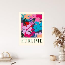 "Wee Blue Coo Wall Art Print Floral Abstract Sublime Quote Graphic Pattern Bold Poster - Size: W24"" x H32""" - thumbnail 4