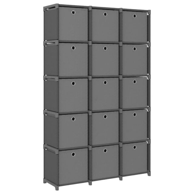 Berkfield Home 15-Cube Display Shelf with Boxes Grey 103x30x175.5 cm Fabric - image 1