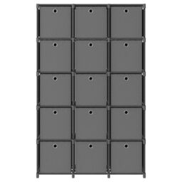 Berkfield Home 15-Cube Display Shelf with Boxes Grey 103x30x175.5 cm Fabric - thumbnail 2