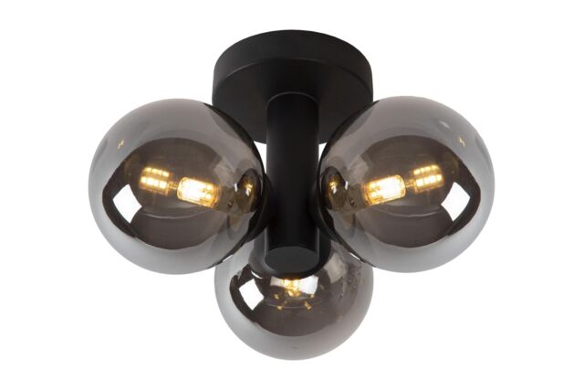 Lucide 'TRUDY' Dimmable Stylish Modern Bathroom Flush Ceiling Light 3xG9 in Black - image 1
