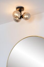 Lucide 'TRUDY' Dimmable Stylish Modern Bathroom Flush Ceiling Light 3xG9 in Black - thumbnail 5
