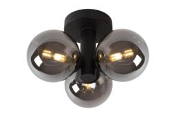 Lucide 'TRUDY' Dimmable Stylish Modern Bathroom Flush Ceiling Light 3xG9 in Black - thumbnail 1