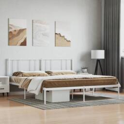 Berkfield Home Metal Bed Frame with Headboard White 183x213 cm