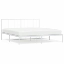 Berkfield Home Metal Bed Frame with Headboard White 183x213 cm - thumbnail 2