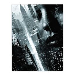 "Artery8 Film Noir Metropolis View Black White Cityscape Wall Art Print - Size: W18"" x H24""" - thumbnail 1