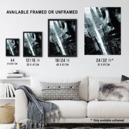 "Artery8 Film Noir Metropolis View Black White Cityscape Wall Art Print - Size: W18"" x H24""" - thumbnail 3