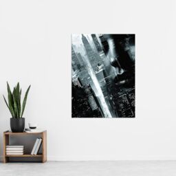 "Artery8 Film Noir Metropolis View Black White Cityscape Wall Art Print - Size: W18"" x H24""" - thumbnail 4