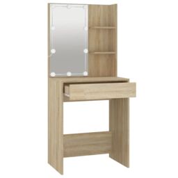 Berkfield Home Dressing Table with LED Sonoma Oak 60x40x140 cm in Brown - Size: 60 x 40 x 140 cm - thumbnail 4