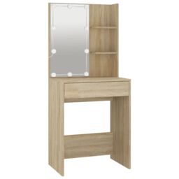 Berkfield Home Dressing Table with LED Sonoma Oak 60x40x140 cm in Brown - Size: 60 x 40 x 140 cm - thumbnail 3