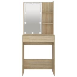 Berkfield Home Dressing Table with LED Sonoma Oak 60x40x140 cm in Brown - Size: 60 x 40 x 140 cm - thumbnail 5