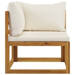 Berkfield Home 2-seater Garden Bench with Cream White Cushions (UK/IE/FI/NO only) in Brown - thumbnail 4