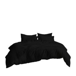Snug City Plain Dyed Easy Care Polycotton Duvet Cover & Pillowcase/s Set Bed Linen in Black - Size: Single - thumbnail 2
