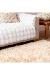 Living and Home Sleek Textured Plush Sofa Cover in White - Size: Medium - thumbnail 5