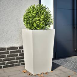 Berkfield Home Durable Garden Planter White 45x45x75 cm Steel - Size: 45 x 45 x 75 cm - thumbnail 2
