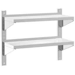 Berkfield Home 2-Tier Wall Shelf 75x30x60 cm Silver Stainless Steel - Size: 75 x 30 x 60 cm - thumbnail 1