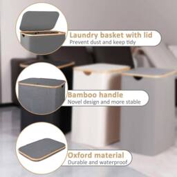 NESTLUNE Grey Laundry Basket Dirty Washing Clothes Storage - thumbnail 3