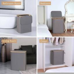 NESTLUNE Grey Laundry Basket Dirty Washing Clothes Storage - thumbnail 5