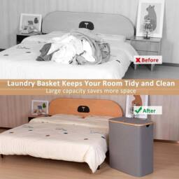 NESTLUNE Grey Laundry Basket Dirty Washing Clothes Storage - thumbnail 4