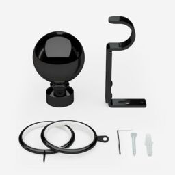 New Edge Blinds Black Nickel 28mm Ball Fixed Length Metal Curtain Pole - Size: 180 cm - thumbnail 3