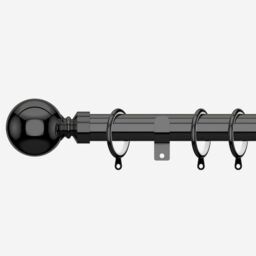 New Edge Blinds Black Nickel 28mm Ball Fixed Length Metal Curtain Pole - Size: 180 cm - thumbnail 1