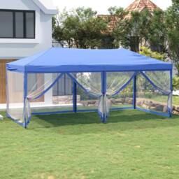 Berkfield Home Sturdy Folding Party Tent with Sidewalls Blue 3x6 m - thumbnail 2