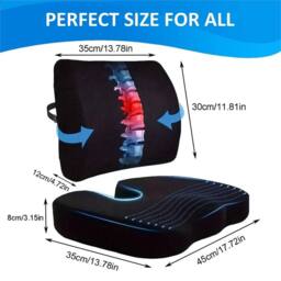 EONLION Back& Seat Support-Cushion Car Seat Home in Black - Size: 120 cm x 90 cm - thumbnail 2
