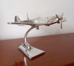 Inspirational Gifting Spitfire Aeroplane Ornament Aluminium Plane Sculpture Gift in Silver - thumbnail 1