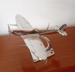 Inspirational Gifting Spitfire Aeroplane Ornament Aluminium Plane Sculpture Gift in Silver - thumbnail 2