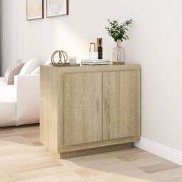 Berkfield Home Sideboard Sonoma Oak 80x40x75 cm Engineered Wood in Light Brown - Size: 80 x 40 x 75 cm - thumbnail 2