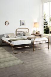 SlumberWorx Tewin Vintage Hospital Style Single Metal Bed Frame w Guest Trundle in Bronze - thumbnail 3