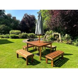 Charles Taylor Eight Seater Garden Furniture Table Set - L160xW170xH80 cm in Light Brown - thumbnail 5