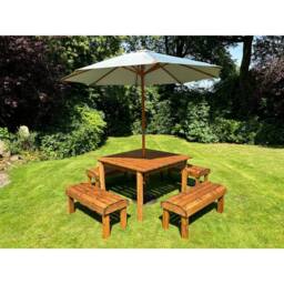 Charles Taylor Eight Seater Garden Furniture Table Set - L160xW170xH80 cm in Light Brown - thumbnail 4