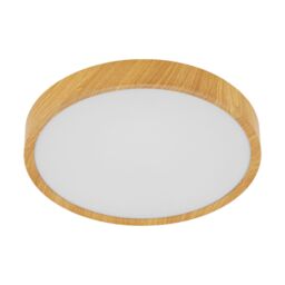 Loops Flush Ceiling Light Colour Natural Wood Look Shade White Plastic Bulb LED 33.5W