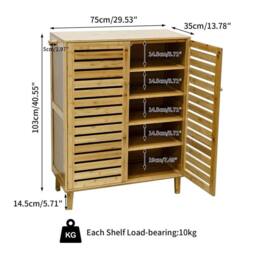 KORVIXA 2 Doors Wooden Shoe Storage Cabinet Entryway Shoe Organizer in Natural - Size: 100 cm x 100 cm - thumbnail 2