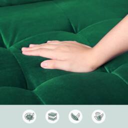 Dprodo 121CM Velvet Love Seat Couch with 2 Pillows in Green - Size: 1 Pack - thumbnail 4
