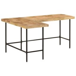 Berkfield Home Desk 165x110x77 cm Solid Wood Mango & Iron in Brown - Size: 165 x 110 x 77 cm - thumbnail 2