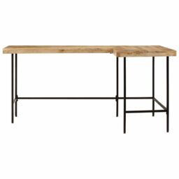 Berkfield Home Desk 165x110x77 cm Solid Wood Mango & Iron in Brown - Size: 165 x 110 x 77 cm - thumbnail 3