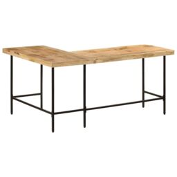 Berkfield Home Desk 165x110x77 cm Solid Wood Mango & Iron in Brown - Size: 165 x 110 x 77 cm - thumbnail 5