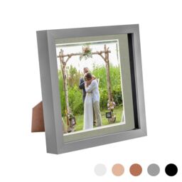 "Nicola Spring 3D Box Photo Frame - 8 x 8"" with 6 x 6"" Mount - White Mount in Grey" - thumbnail 1