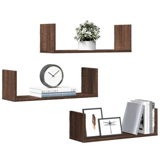 Berkfield Home Wall Shelves 3 pcs Brown Oak 58x18x18 cm Engineered Wood - Size: 58 x 18 x 18 cm - image 1