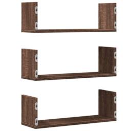 Berkfield Home Wall Shelves 3 pcs Brown Oak 58x18x18 cm Engineered Wood - Size: 58 x 18 x 18 cm - thumbnail 6