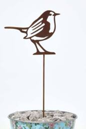 Homescapes Steel Robin Garden Stake Decorations, Set of 2 in Brown - thumbnail 4