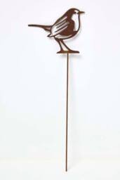 Homescapes Steel Robin Garden Stake Decorations, Set of 2 in Brown - thumbnail 2