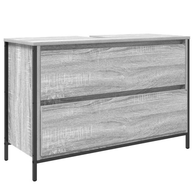 Berkfield Home Bathroom Basin Cabinet with Drawers Grey Sonoma 90x34.5x60 cm - image 1