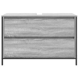 Berkfield Home Bathroom Basin Cabinet with Drawers Grey Sonoma 90x34.5x60 cm - thumbnail 6