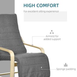 HOMCOM Lounge Chair Recliner Adjustable Footrest Home in Dark Grey - thumbnail 6