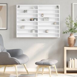 Berkfield Home Vitrine Cabinet White 100x8.5x75 cm Engineered Wood - thumbnail 3