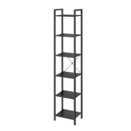 Pirlo Plush Industrial 6 Tier Tall Narrow Bookcase Shelves Black - thumbnail 5