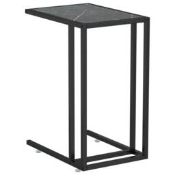 Berkfield Home Computer Side Table Black Marble 50x35x65 cm Tempered Glass - Size: 50 x 35 x 65 cm