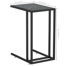 Berkfield Home Computer Side Table Black Marble 50x35x65 cm Tempered Glass - Size: 50 x 35 x 65 cm - thumbnail 7